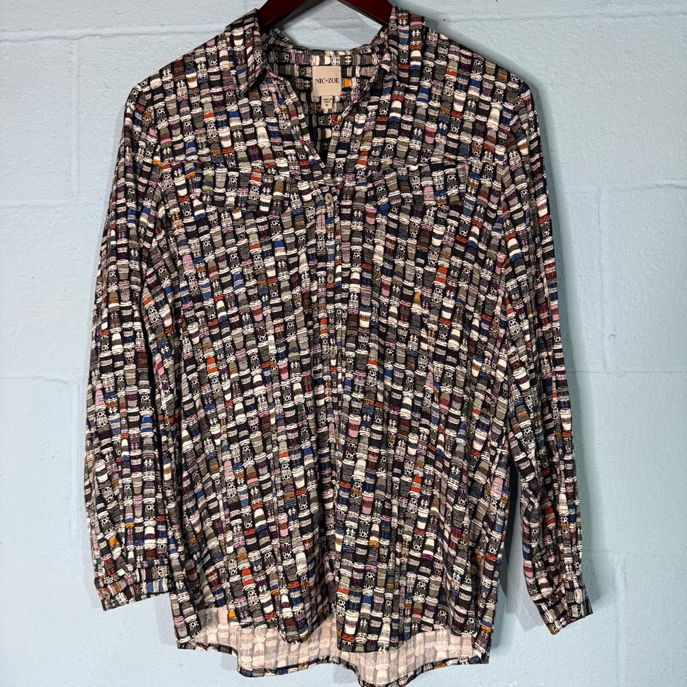 Nic + Zoe Coffee Cup Print Shirt - Picture 2 of 7